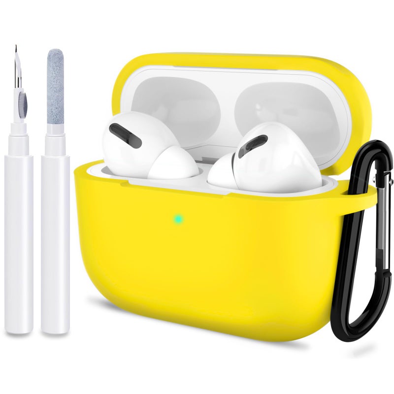 ATUAT for AirPods Pro 1st/2nd Generation Case Cover, Protective Silicone Skin Accessories with Keychain for Women Men for Apple AirPods Pro 2019/2022 Charging Case,Front LED Visible-Yellow - Image 1